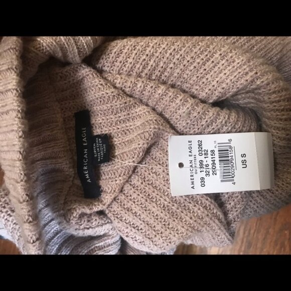 American Eagle NEW AE Sweater Dress Cowl Button Ribbed Mock Neck Wool Cotton S - Picture 12 of 14